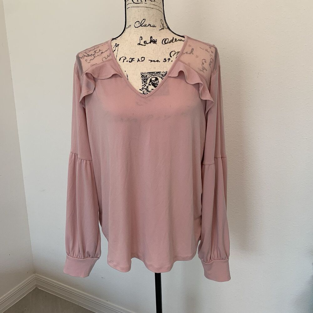 Adrianna Papell Pink Long Sleeve Blouse XL